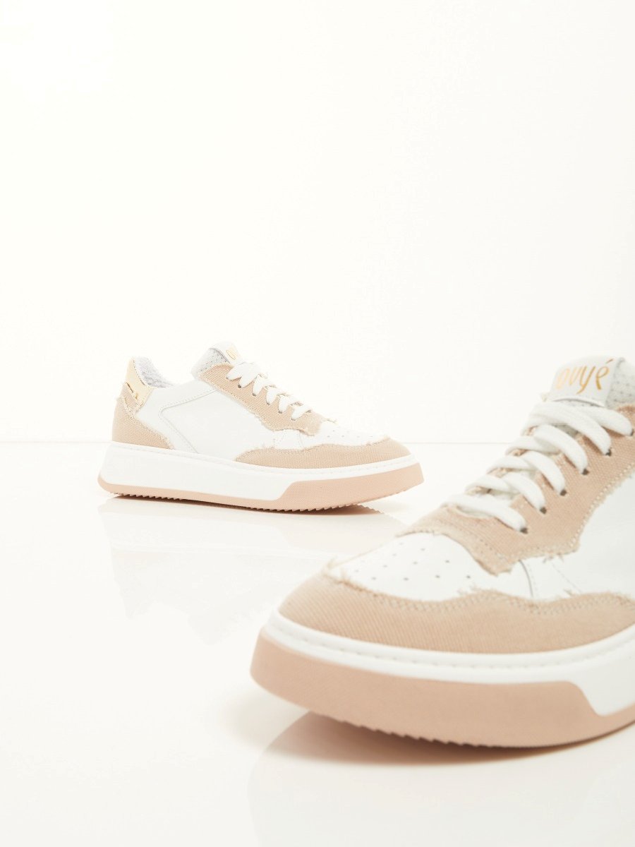 On Line Leather And Canvas Sneaker F08161027-0406